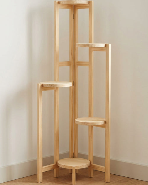 Bomzx Pine Corner Ladder Plant Stand 5 Tier 120 cm - Lifestyle view